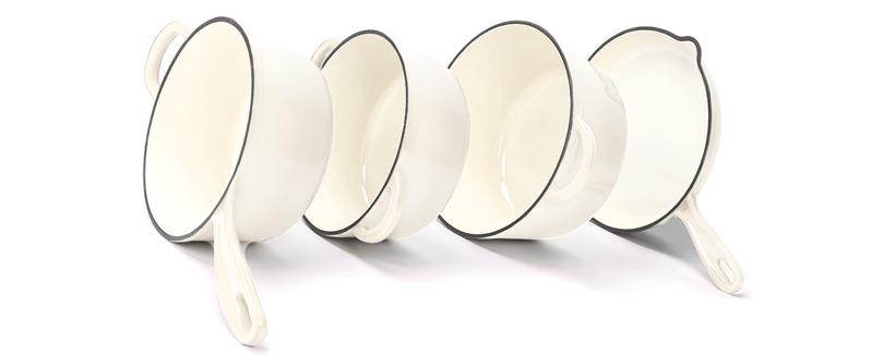 Elf Grill 7-Pc Enameled Cast Iron Set - 2 Dutch Ovens, Skillet & Pan with 3 Lids, Ceramic Nonstick, PFOA-Free, Gas/Induction/Oven Safe to 500°F, Cream White for Baking & Casseroles, Modern Kitchenware - Pots