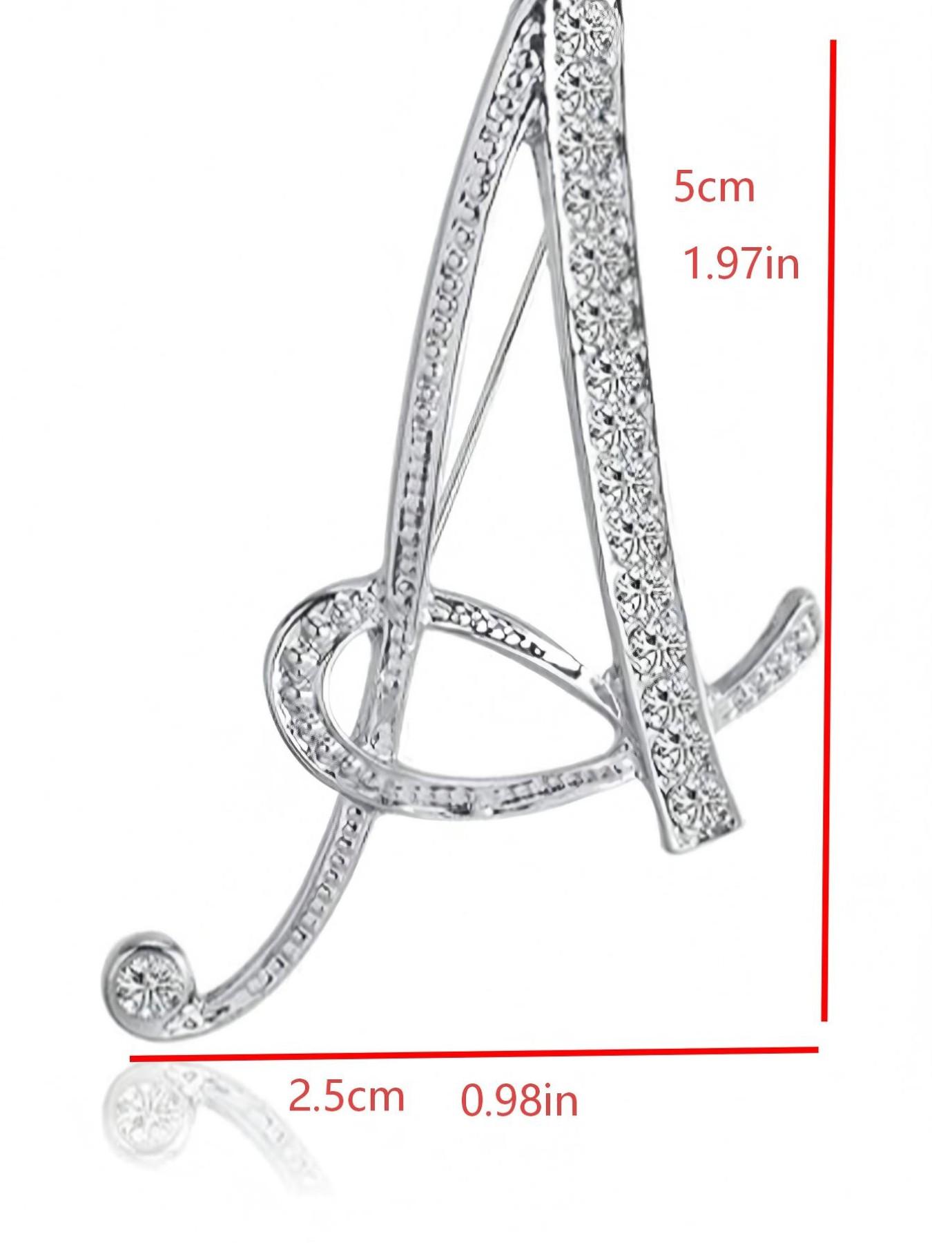 Letter Brooch, Elegant Brooch, Rhinestone Pin, Alloy Material, Sparkling Gemstones, Ideal for Suits, Shirts, Jackets, Dresses, Backpacks, Office Accessories, Teacher's Day Gift