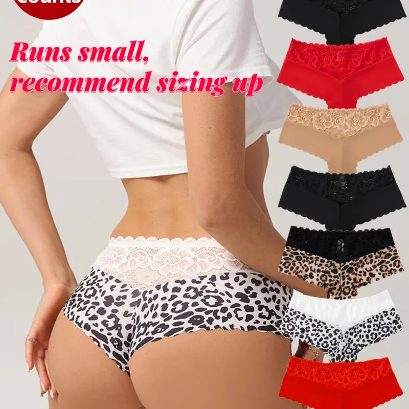 Women's Leopard Print Panty, Soft Comfy Lightweight Breathable Lace Knicker for Daily Casual Wear, Everyday Wear Panties, Underwear for All Seasons, Everyday, Breathable Lightweight Undies