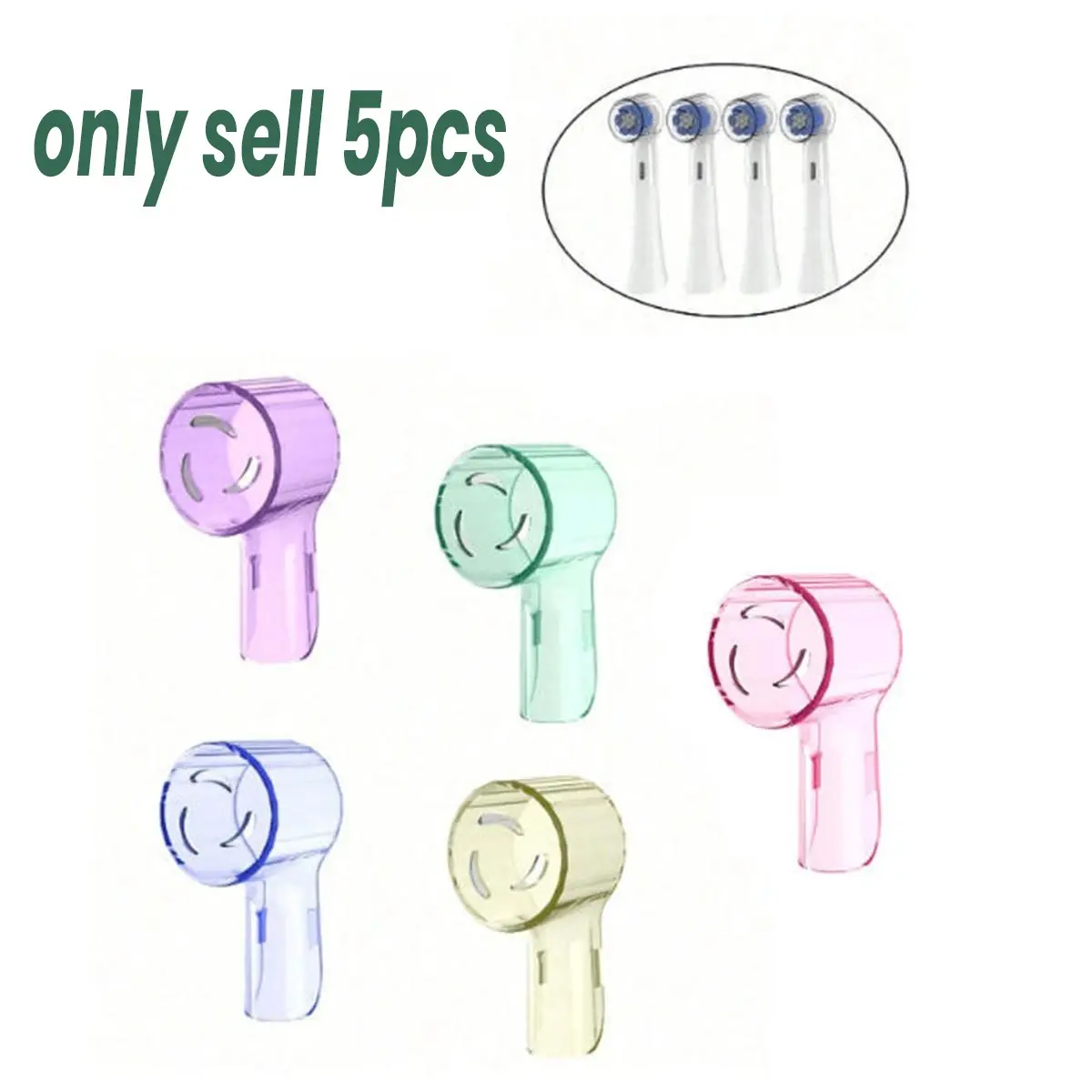 5pcs Electric Toothbrush Head Covers for Dust Protection, Reusable Brush Caps for Dual Clean Trizon Pulsonic Sr 12a 18a, Ideal for Travel & Home Use