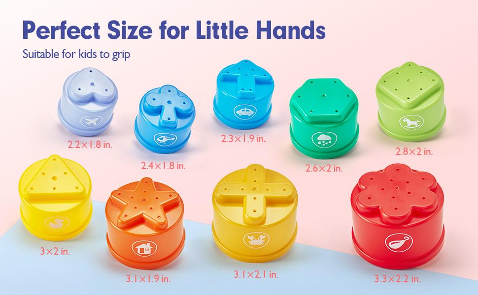 hahaland Stacking Cups Toys for Toddlers 1-3y - Toddler Toy Age 1-2 Learning Montessori Toys for 1 Year Old Boy Birthday Gift Baby Stacker Cups 12-18 Months