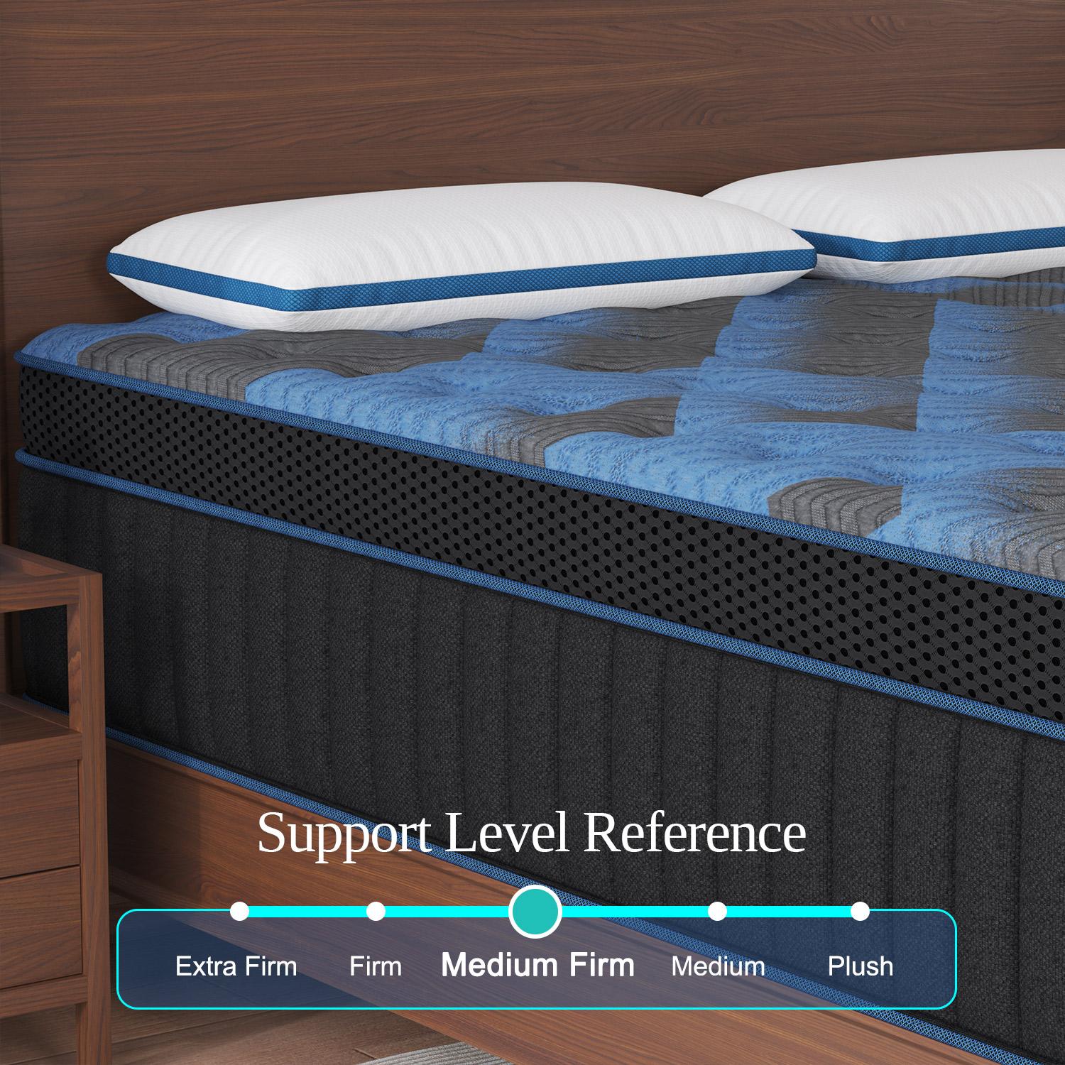 12"14" Twin Full Queen King Size Mattress in a Box Hybrid Pocket Spring Memory Foam, Medium Firm Ergonomic Mattress motion isolation with Lumbar Support