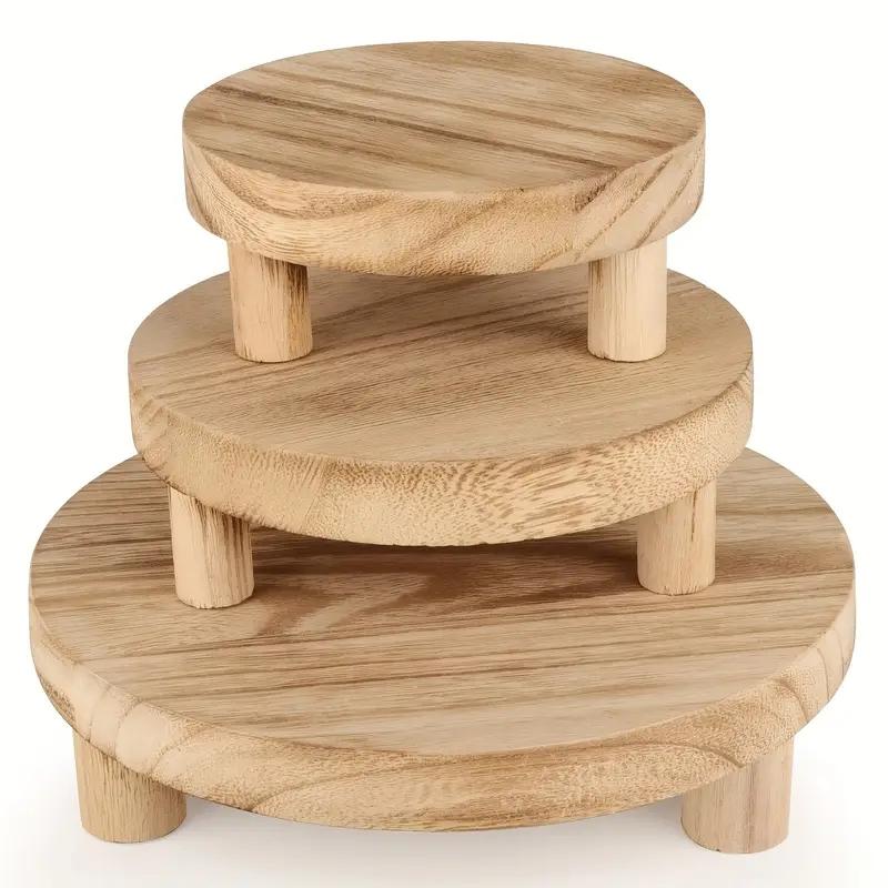 Wooden Display Riser, Woody, Rustic Wood Finish, 3 Counts/set Versatile Cake Stand & Pedestal for Farmhouse Decor, Perfect for Easter, Valentine's Day & New Year, Racks