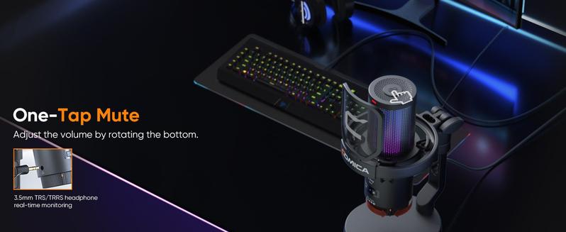 COMICA EJoy Uni/Uni PRO Wireless Gaming Microphone | RGB Condenser Mic with CalMix Noise Reduction | Adjustable Boom Arm • Plug & Play • 50H Battery | PC/Mobile Compatible for Streaming & Podcasting