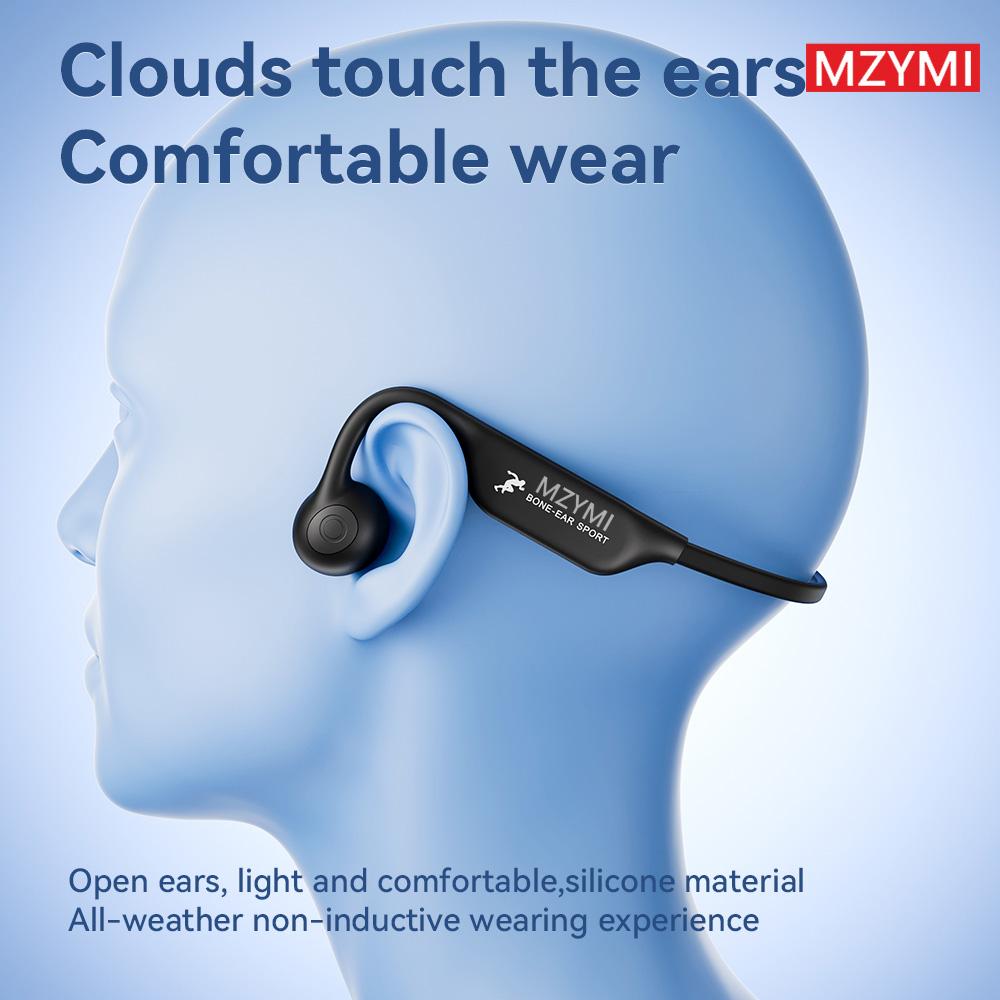 Wireless Bone Conduction Headphones, 8H Battery, Lightweight, Sound Isolation, Volume Control, Tangle-Free, Condenser Mic, , Cycling, Running, Fitness, Adult Open-Back Sports