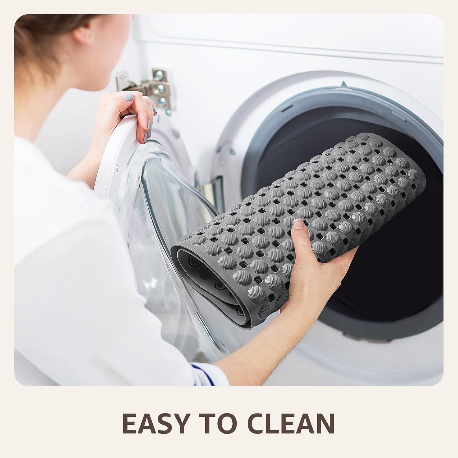 PVC Magnetic Bath Mat 37x68cm, Durable Non-Slip, Square Drain Holes, Ideal for Shower, Bathroom, Bathtub, Hotel, Home Decor