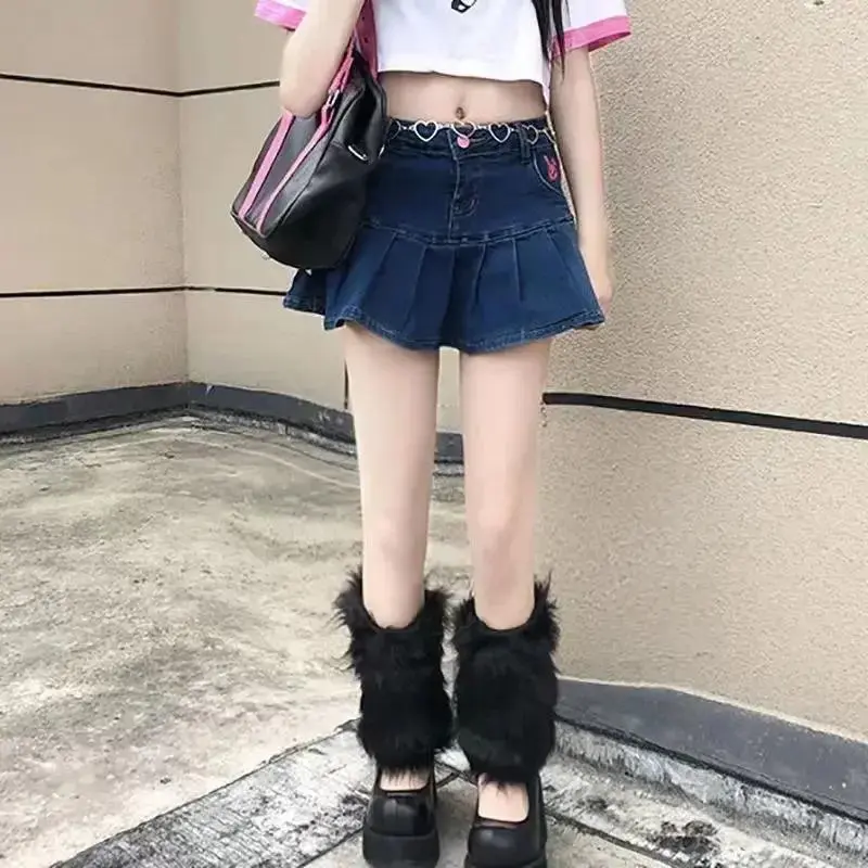 Shibuya Hottie Faux Fur Multicolour Legwarmers Jk Boots Socks Girls Boot Cover Harajuku Fur Winter Spice Foot Warming Cover