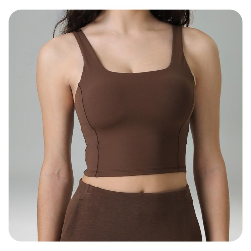 Colorfulkoala Womens Dreamlux Criss-Cross Back Sports Bra Tank Tops with Built in Bra Adjustable