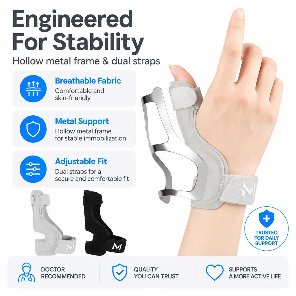 Thumb Splint Wrist Brace Support, Adjustable Thumb Stabilizer with Aluminum Plate, Breathable Wrist & Thumb Protector for Sprains Tendonitis Injury Recovery