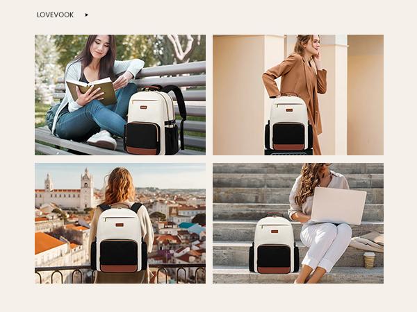 LOVEVOOK Laptop Backpack for Women with Pouch Pocket for Large Capacity Cup, 15.6-18 Inch Laptop Computer Bag Travel Backpack Purse, Waterproof Work Business Backpack College Teacher Bags.
