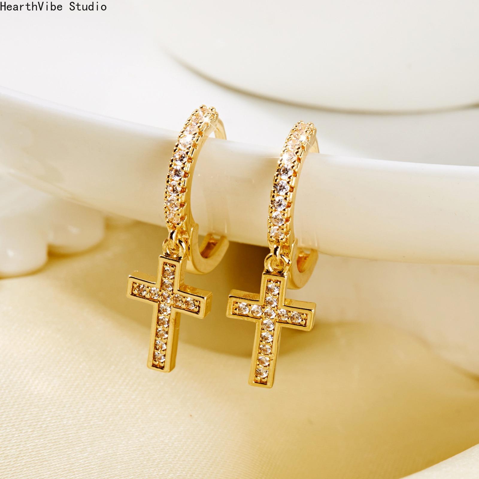 Dainty Clean Girl Rhinestone Cross Earrings | Hypoallergenic Plated Copper Minimalist Studs, Tarnish-Resistant Faith-Inspired Luxury Jewelry Gift for Her Dainty Clean Girl Rhinestone Cross Earrings | Hypoallergenic Plated Copper Minimalist Studs, Tarnish-Resistant Faith-Inspired Luxury Jewelry Gift for Her