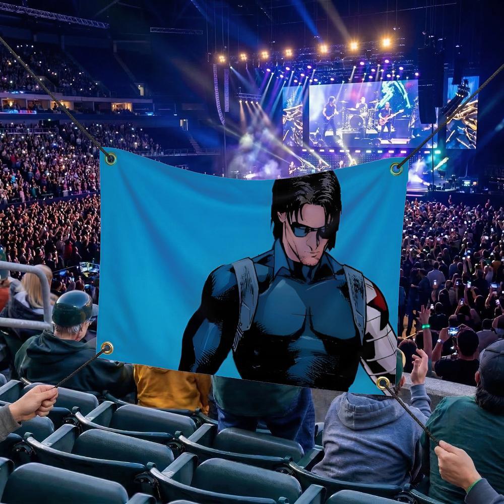 W-Winter Soldier MOVIE Flags Multi Size Atmosphere Flag, Cheerleading Hand Pulled Banner, Portable Outdoor Event Flag & Wall Decor for Sports, Parties, Home and Room Decoration