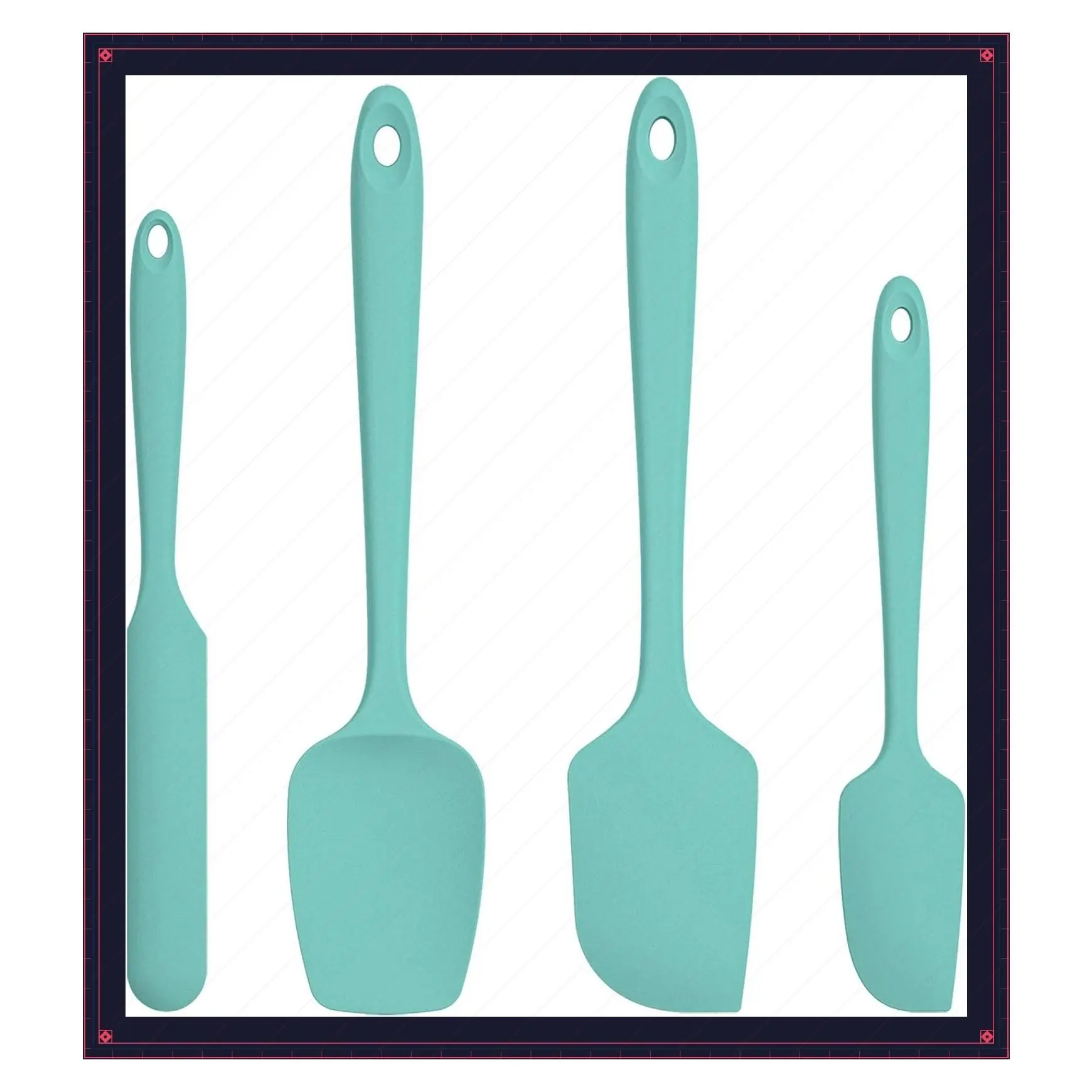 Silicone Spatula Set - 600°F Heat Resistant, Food Grade Seamless Rubber Scraper, Flexible Cooking Utensils, Dishwasher Safe Baking Supplies (Teal/Aqua Sky)Gift