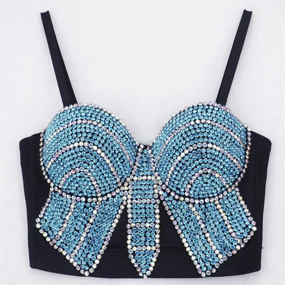 Flash Diamonds Heavy Fishbone Bustier Female 3d Poly Poly Beading Stage Suspenders Sprinkle Bar Singing Flow Shaping Undershirt