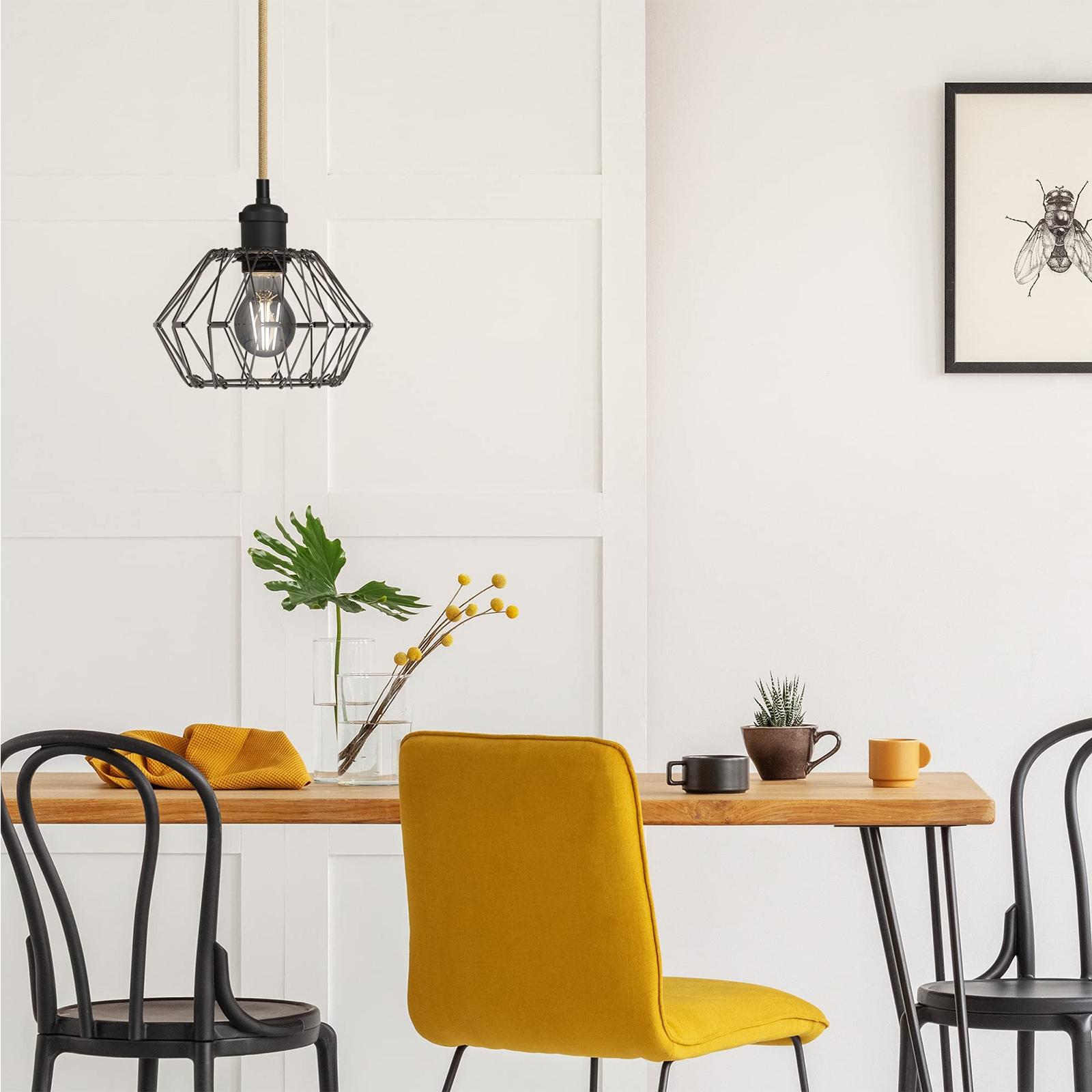 Serbasic Vintage Deformable Metal Cage Pendant Light E27 Base Adjustable Hanging Ceiling Fixture for Kitchen Living Room Dining Room Retro Industrial Style