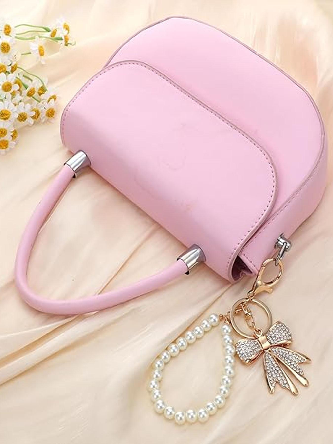 Women's Bow Keychain Rhinestone Imitation Pearl Chain Shiny Wallet Charm Bag Handbag Accessories Elegant Design Keychain Bag Pendant Trendy Cute Keychain Bling Bling Keychain For Bags Keychain For Purse Cute Keychain Accessory
