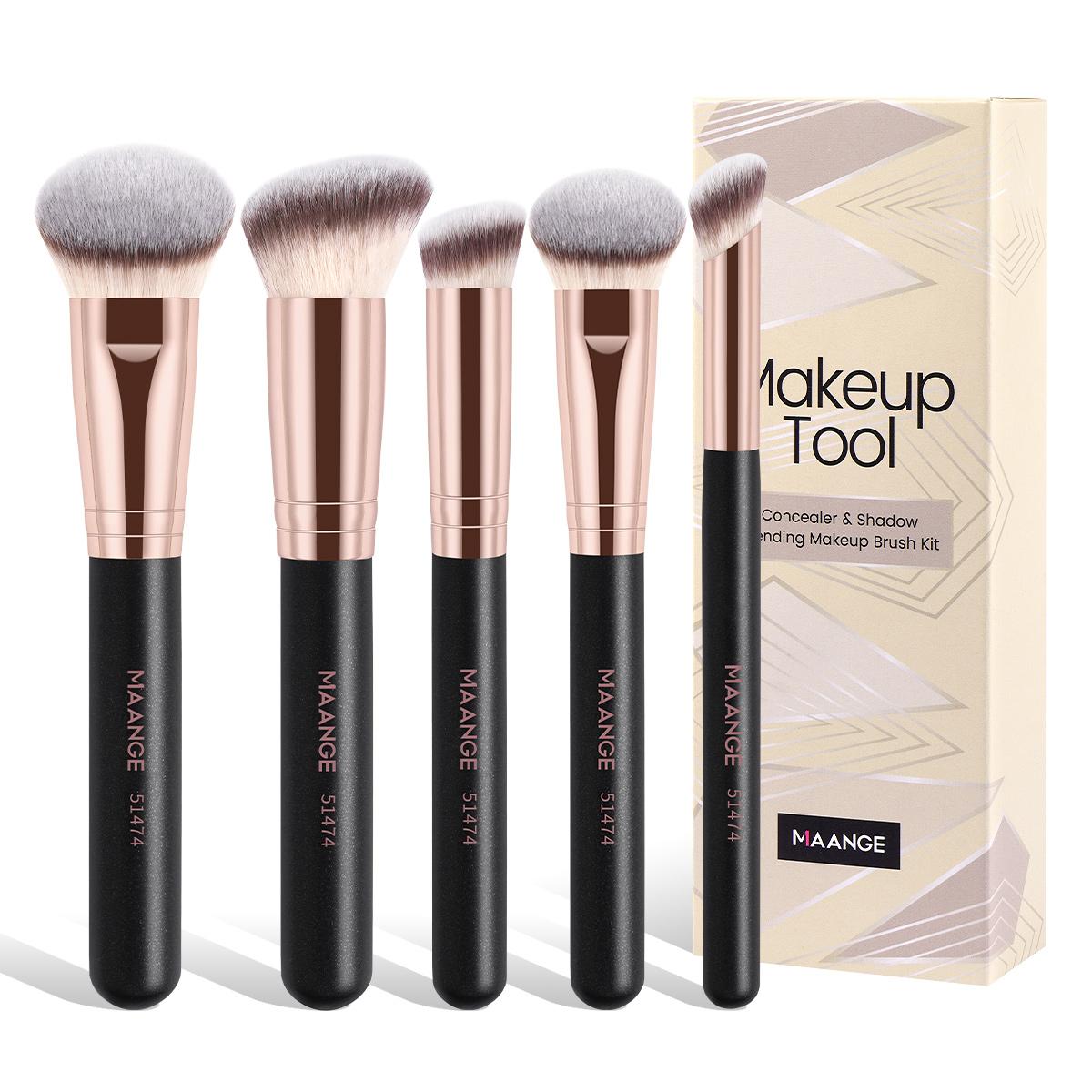 MAANGE 5pcs Professional Makeup Brush Set, Powder Brush Blush Brush Contour Brush Concealer Brush Nose Contour Brush Highlight Brush, Essential Cosmetic Accessory for Beauty Routine, Gift for Women & Girls, Cosmetic Brushes, Brush Makeup Kit