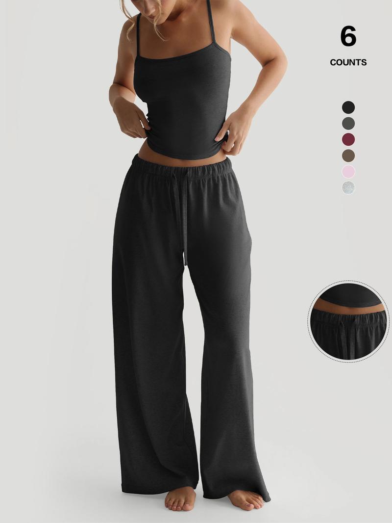 Women's Solid Cami Top & Wide Leg Pants Loungewear, Casual Comfy Pyjama Set for Women, Women's Sleepwear for Summer, Homewear, Pajamas