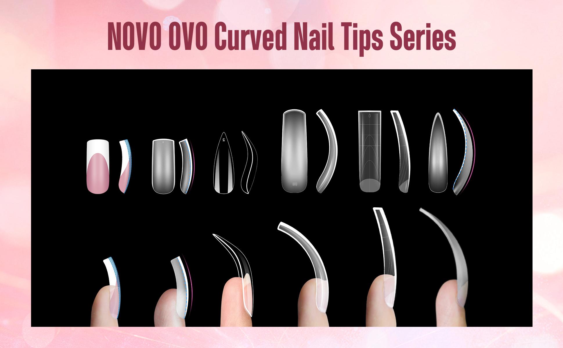 NOVO OVO Medium Slightly Curved White French Tip Nail Tips BERRY PINK Full Cover for Press on Acrylic, Extra Thick M Soft Gel False Nail, need Builder Gel Top Coat, no Glue included x 15 Sizes 240 pcs【NO GLUE & TOP COAT INCLUDED】