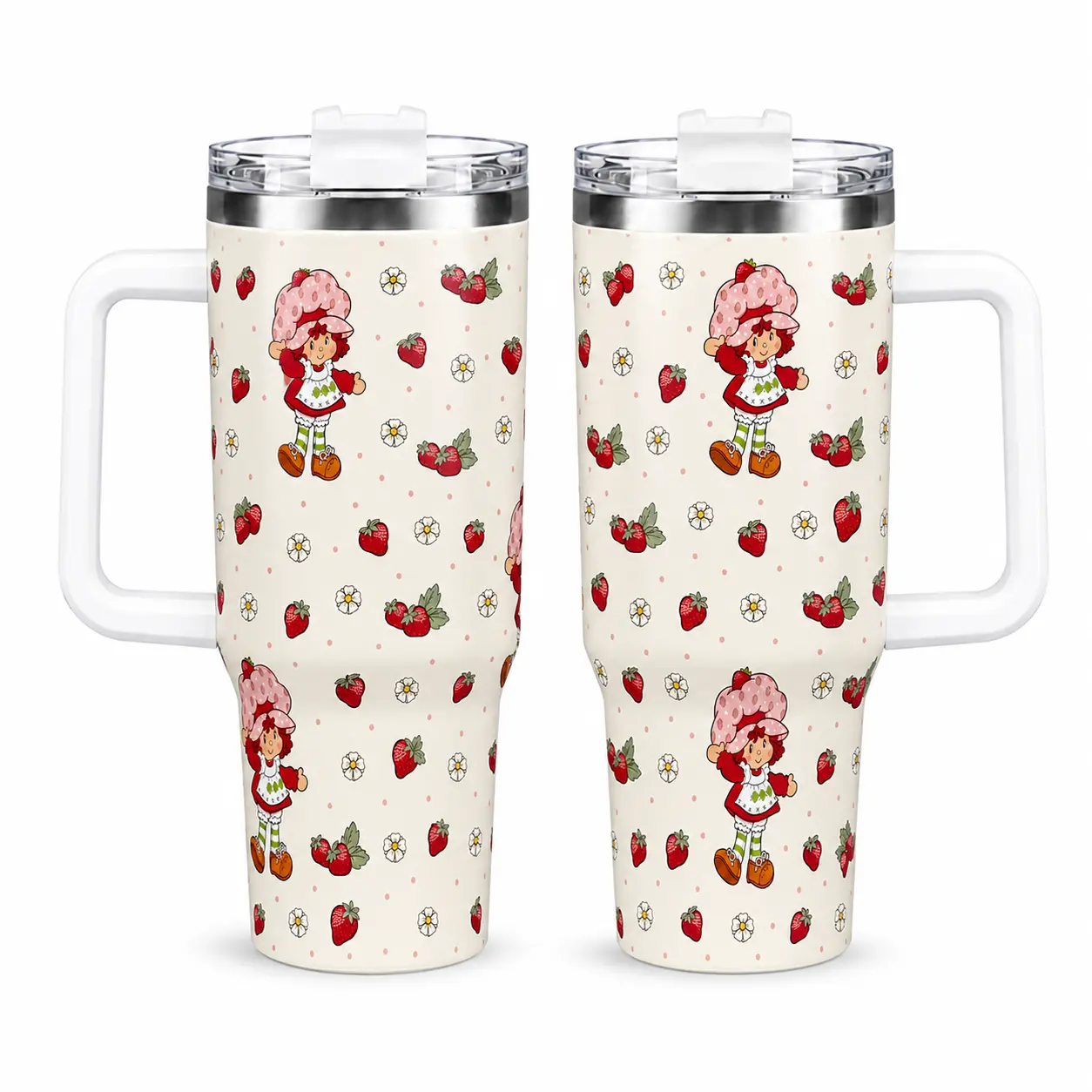 40oz Retro Printed Stainless Steel Vacuum Flask Tumbler - Reusable Kitchen Drinkware with Handle, Lid, Straw, Cover, Animal, Plant, Watercolour, Stripe Industrial Designs, Desk-Friendly, Portable, Vintage 80s Nostalgia Mother's Day Gift for Mom