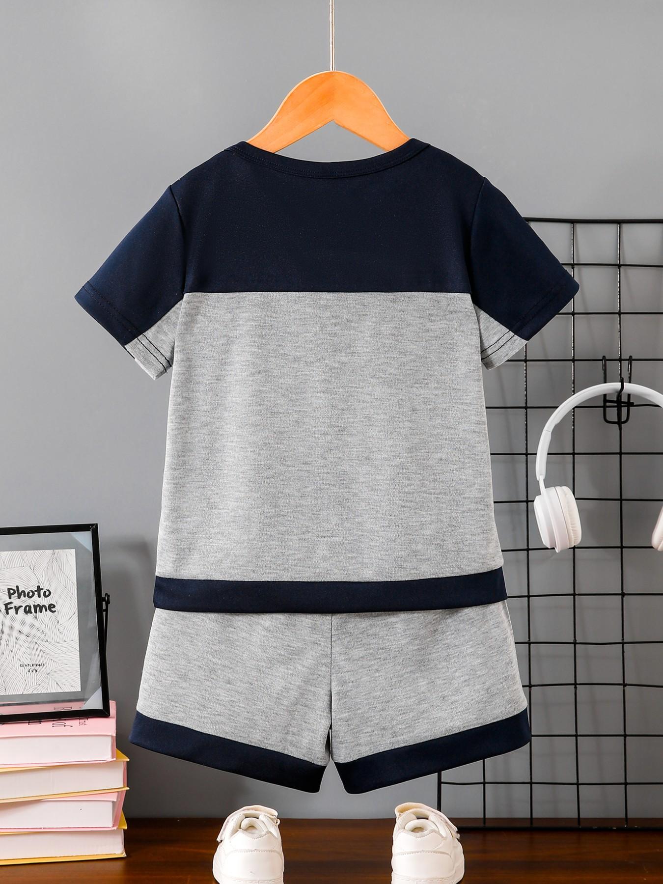 Boys' Summer Casual Sportswear Set, Simple Round Neck Short Sleeve Tee, Breathable Shorts, Letter Print, Perfect Gift, Outdoor Wear