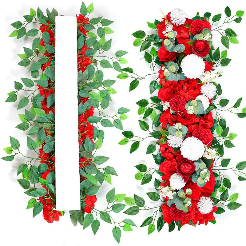 100cm Luxury White Rose Artificial Flower Row Wedding Table Centerpiece Flowers Backdrop Wall Arches Decor Party Stage Floral 100cm Luxury White Rose Artificial Flower Row Wedding Table Centerpiece Flowers Backdrop Wall Arches Decor Party Stage Floral