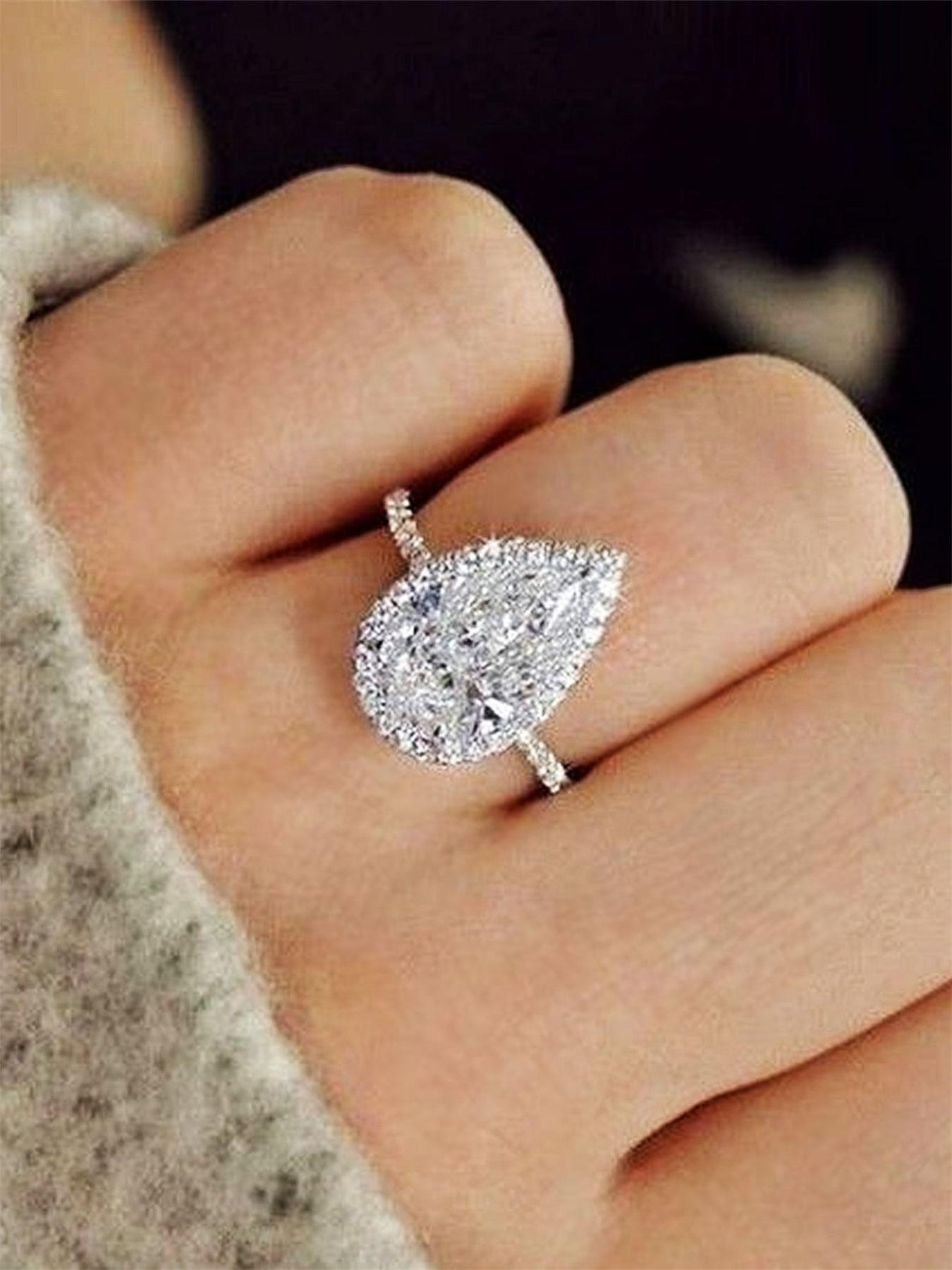1 PC Glamorous Cubic Zirconia Ring, Pave Engagement Ring For Women For Wedding Engagement Party Jewelry Valentine's Day Gift