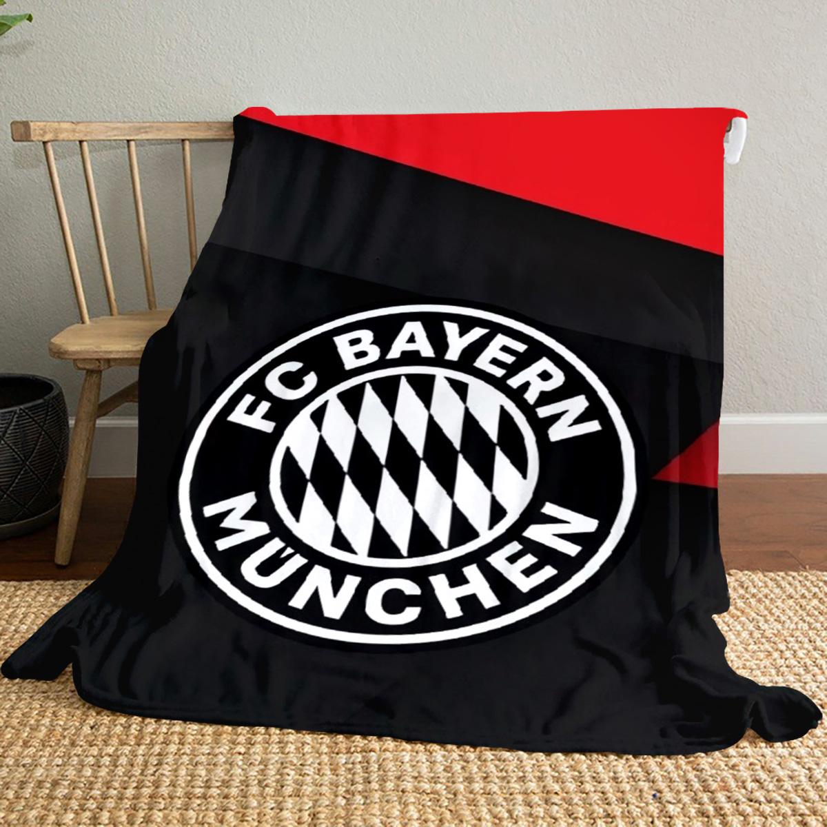 FC Bayern Munchen Printed Cute Cartoon Plush Blanket Suitable for All Seasons, Soft and Comfortable Sofa Mattress Office Outdoor Blanket Camping Travel Home Blanket Black Friday Christmas Gift C975