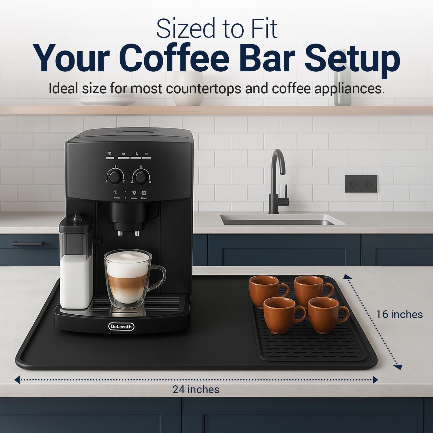 Silicone Coffee Mat, Absorbent Non-Slip Pad, Bar Counter Mat, Foldable Coffee Accessory, Drainage Design, Suitable for Espresso Machines, Kitchenware, Coasters
