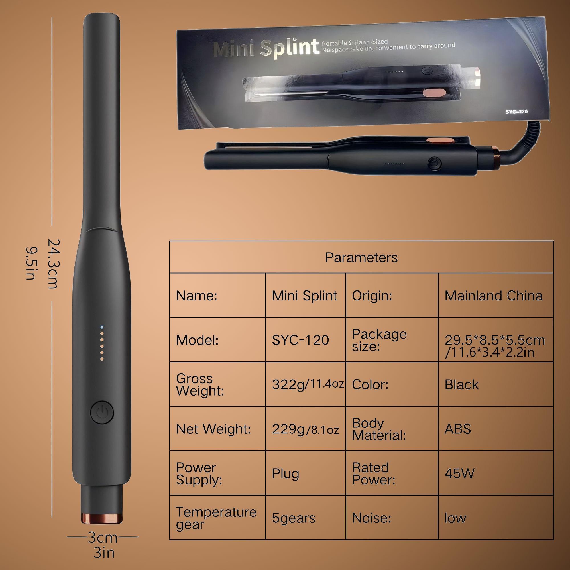 Portable Mini Hair Straightener, Straight and Curly Two-in-One Styling, Hair Styling Tool, Flat Iron for Short Hair