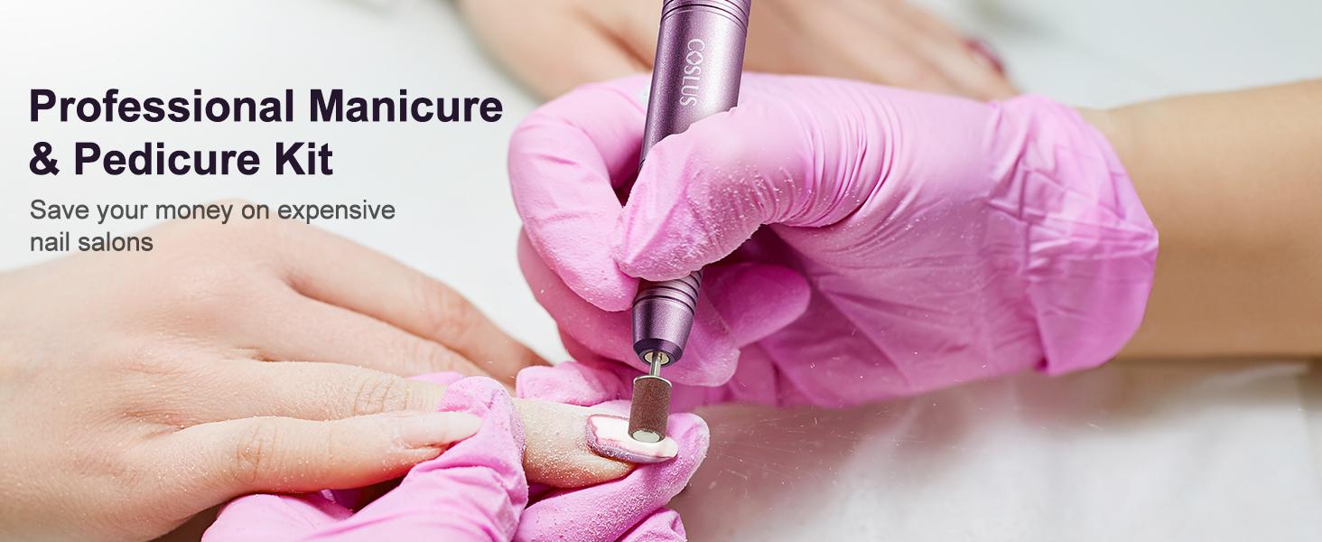 COSLUS C20 Electric Cordless Nail Drill File Professional: Portable Filing nail drill machine kit,pedicure kit for feet, toenail kit,Pedicure with UV LED Nail Lamp, Callus Remover for Feet, Cutics Care & Drill Bits/Sanding Bands,Springtok Beauty Products