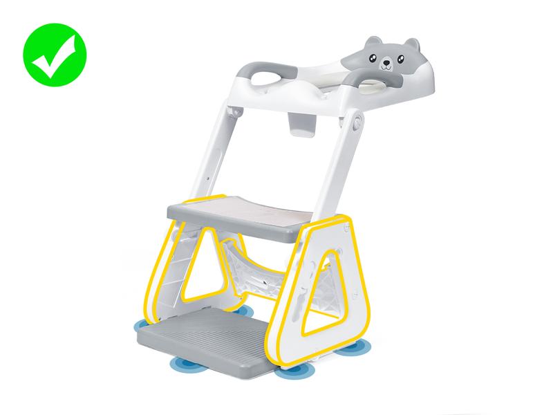 Orzbow 2-IN-1 Potty Training Toilet Seat with Step Stool for Toddler, Stability Training Potty Seat for Kids Boys Girls with Splash Guard and Anti-Slip Pad, Adjustable Ladder & Potty Seat Height, Grey