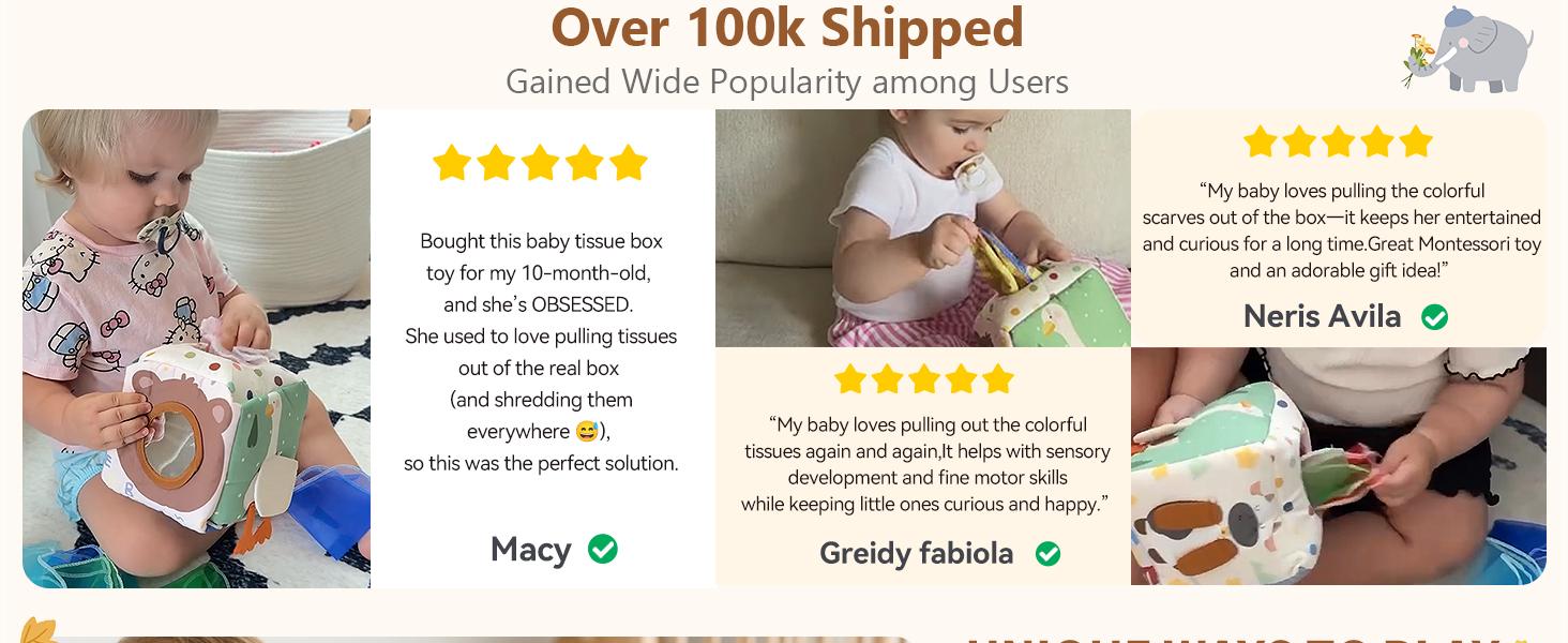 Youuys Baby Tissue Box Toy for Babies 6-12 Months, Montessori Sensory Toys for 1 Year Old Boy, Infant Toy with Crinkle Tissues & Fine Motor, for 6 9 12 18 Months Old Kids 1st Birthday : Health & Household