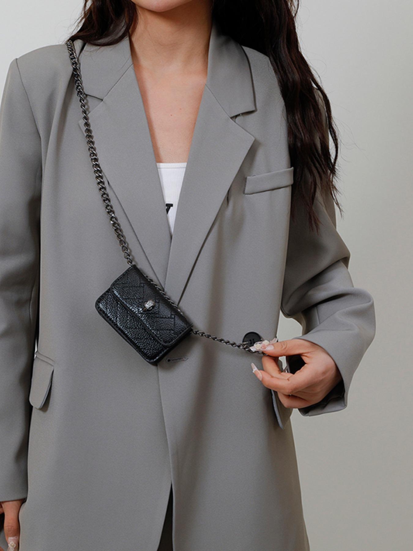 Women's Mini Chain Crossbody Bag, Plain PU Material, Casual Style, All-Season Fashion Accessory, Trendy Light Luxury Design