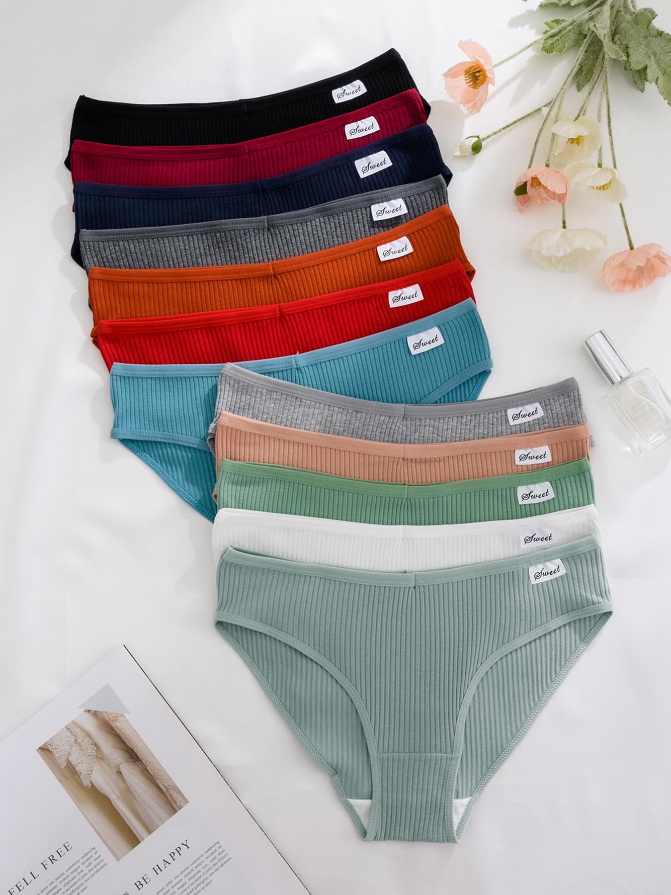 Comfortable Women's Thong Panties Pack, 7/12 Pcs Fitted Design, Plain Pattern, Moderate Fabric Thickness, Casual Style for All Seasons, Fashion Comfy Underwear