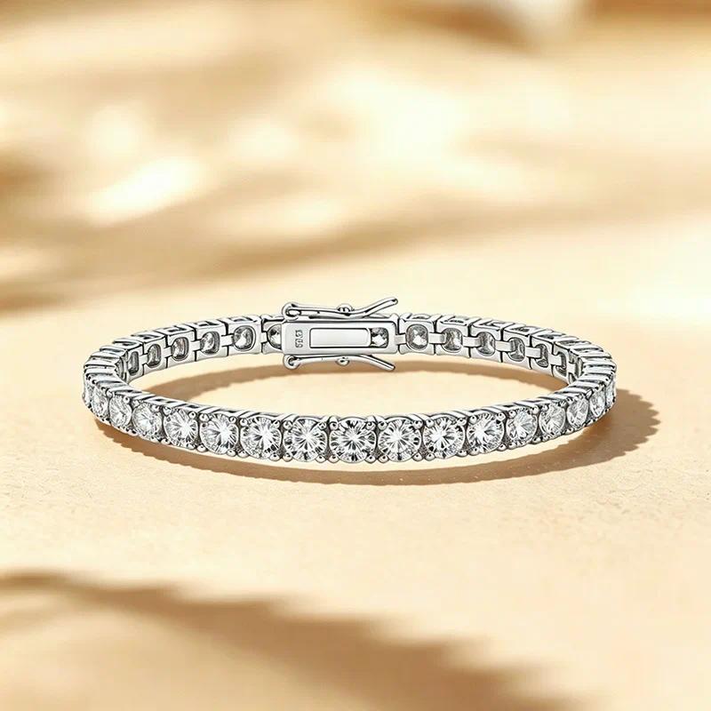 D VVS1 Moissanite Tennis Bracelet 100% 925 Sterling Silver 2-6mm Classics with GRA Bracelets for Women Man Wedding Jewelry Gifts