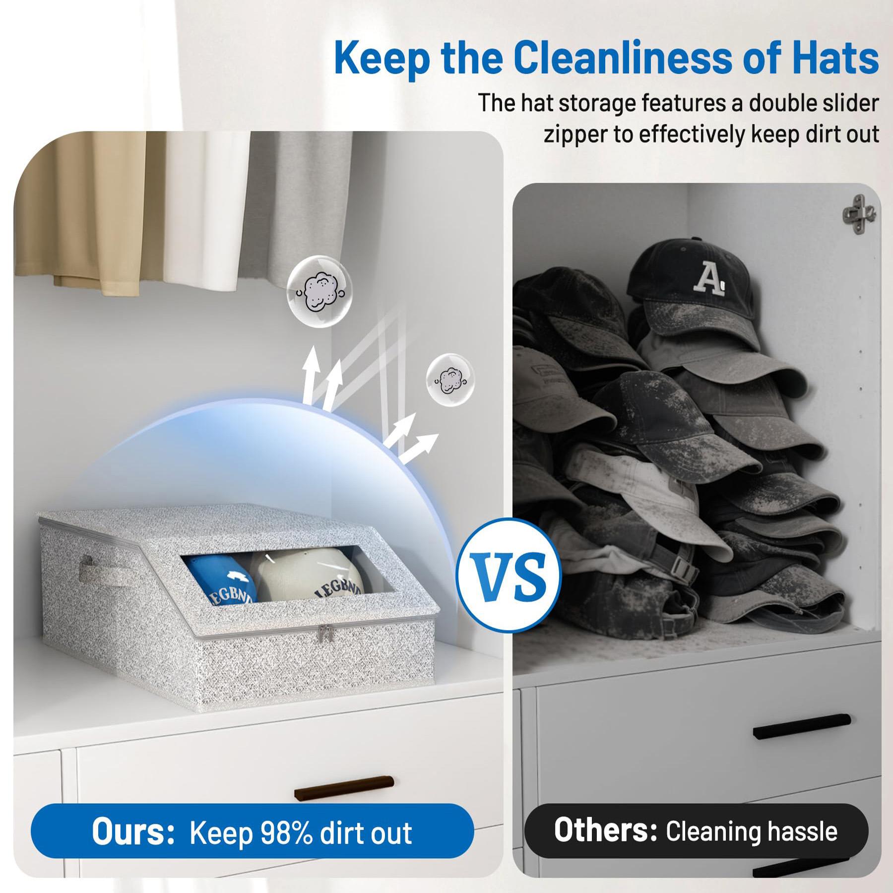 Large Baseball Cap Storage Box, Hat Organizer Rack, Foldable Transparent Window, Closet Accessories, Christmas Gift, Home Organization