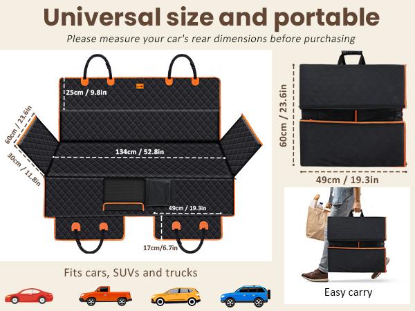 Pecute Dog Car Back Seat Extender - Zippered Fabric Cover, Impact Foam, Hard Bottom, Waterproof Backseat Protector, 400lbs Capacity, Machine Washable, Versatile Pet Travel Car Accessories,back to school