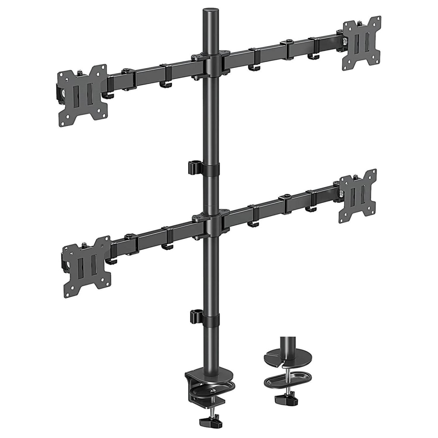 MOUNTUP 13"-32" Four Monitor Desk Mount, Fully Adjustable Stacked Mount Holds up to 17.6lbs per Arm, MU3007