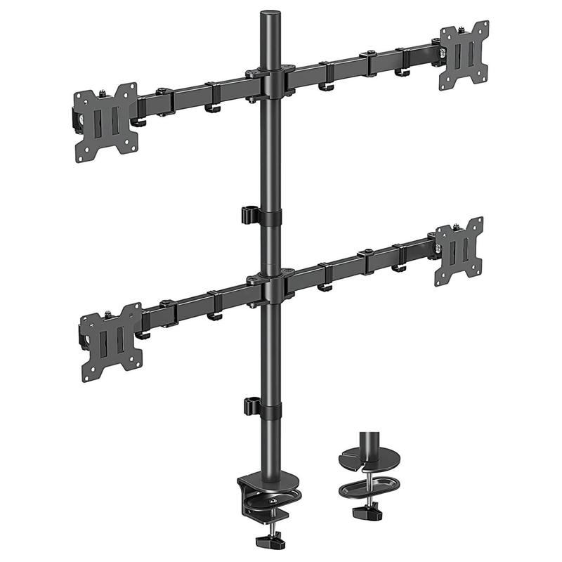MOUNTUP 13"-32" Four Monitor Desk Mount, Fully Adjustable Stacked Mount Holds up to 17.6lbs per Arm, MU3007