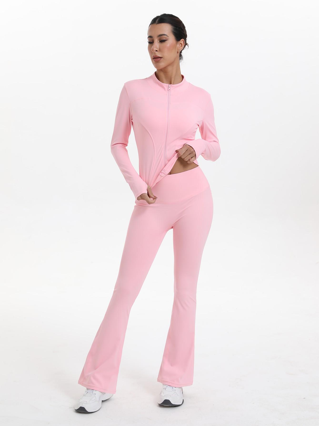 New Women's Two-Piece Set, Fashion Simple Solid Color Long Sleeve, High Elasticity Yoga Pants, Suitable for Daily Wear, Running, Cycling, Sports Activewear Set