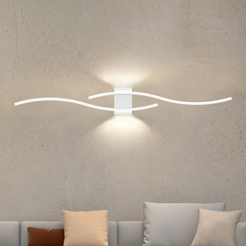 Modern LED Wall Light with Remote Control, Dimmable S-Shaped Design, 60/80cm Wall Mount Lamp for TV Background, Bedroom, Hallway Decor, Home Lighting, Decorative Lighting, LED Ambient Light