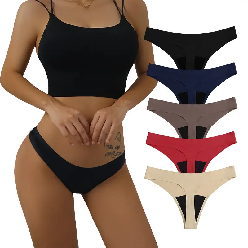 Women Low Rise Seamless Period Panties, 4-Layer Absorbent Leakproof Menstrual Underwear, Reusable Sanitary Underwear for Menstrual Days