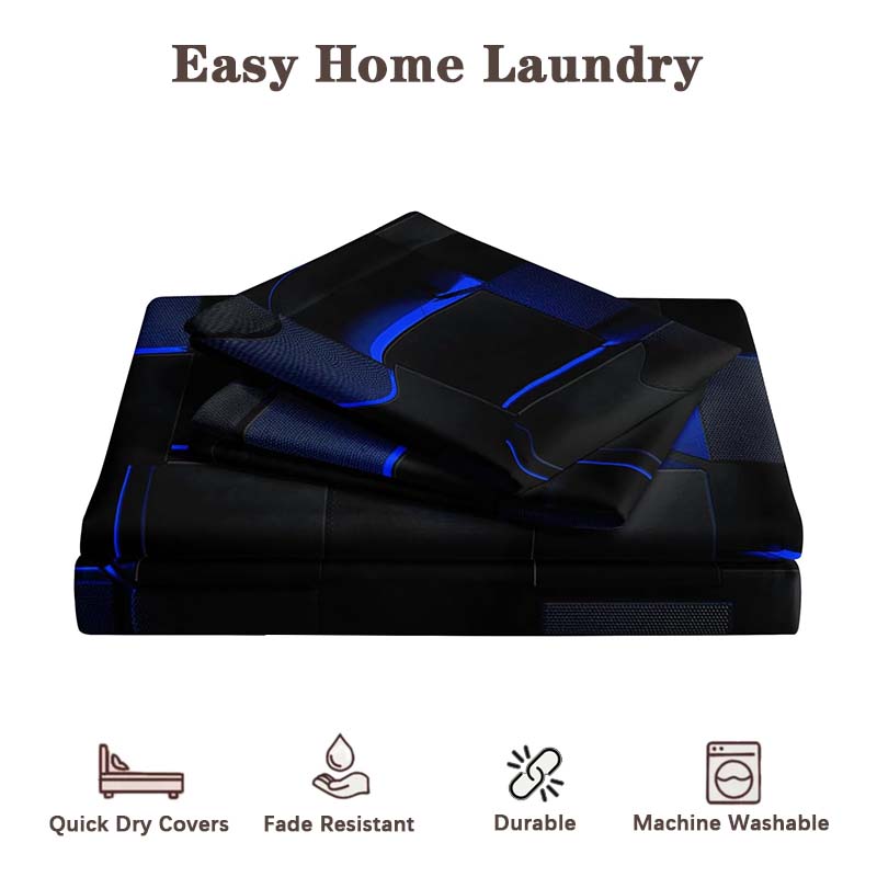 3D Block Theme Reversible Bedding Set, Soft Polyester Duvet Cover and Pillowcase, Bedroom Decoration, Comfortable and Stylish, Modern Bedding Set