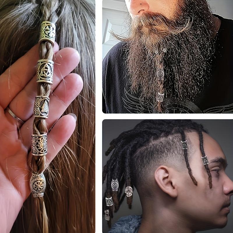 85pcs Hair Tube Beads Norwegian Viking Rune Hair Beard Beads Bracelet DIY Braided Beads For Hair Braids Viking Braids Long Braids Accessories Beaded Set Hair Decoration