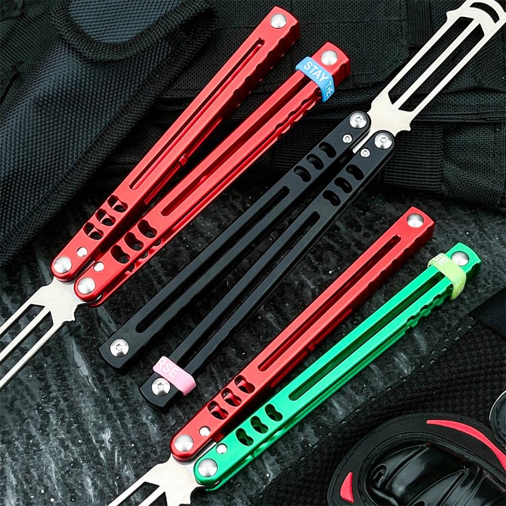 Ultra-lightweight, unsharpened training knife; features a 440C blade and an aluminum alloy handle; includes a bottle opener; safe to use and won’t cut your hands; ideal for both beginners practicing and enthusiasts looking for a collectible piece