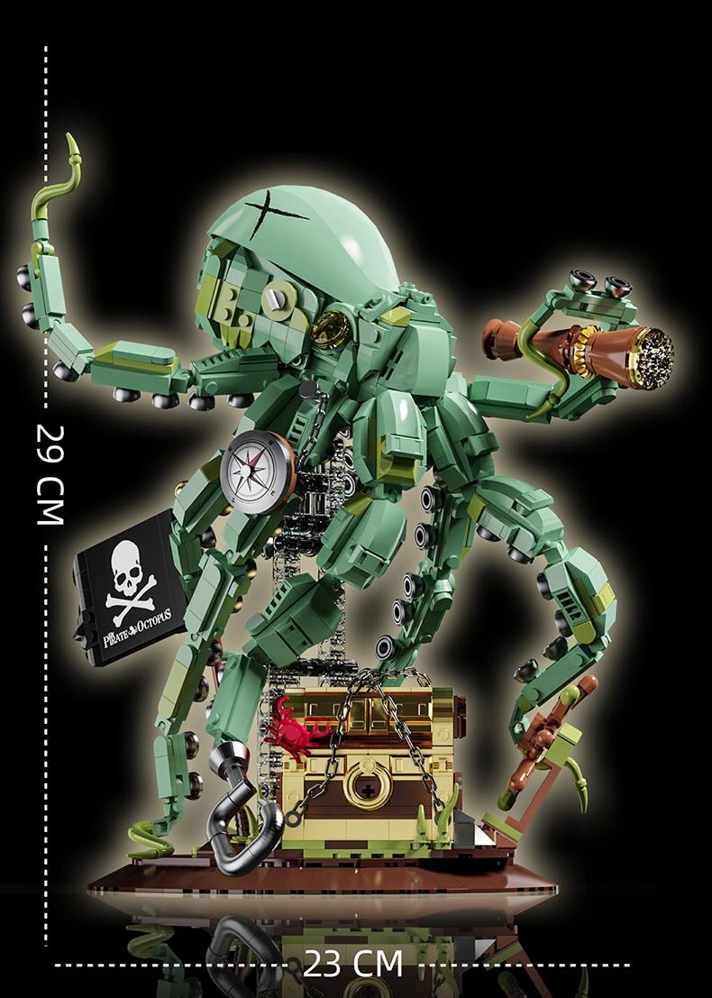 Pirate Building Blocks Octopus Sea Monster Adventure Treasure Hunt Puzzle Toy for Kids Adults STEM Educational Gifts 1128pcs