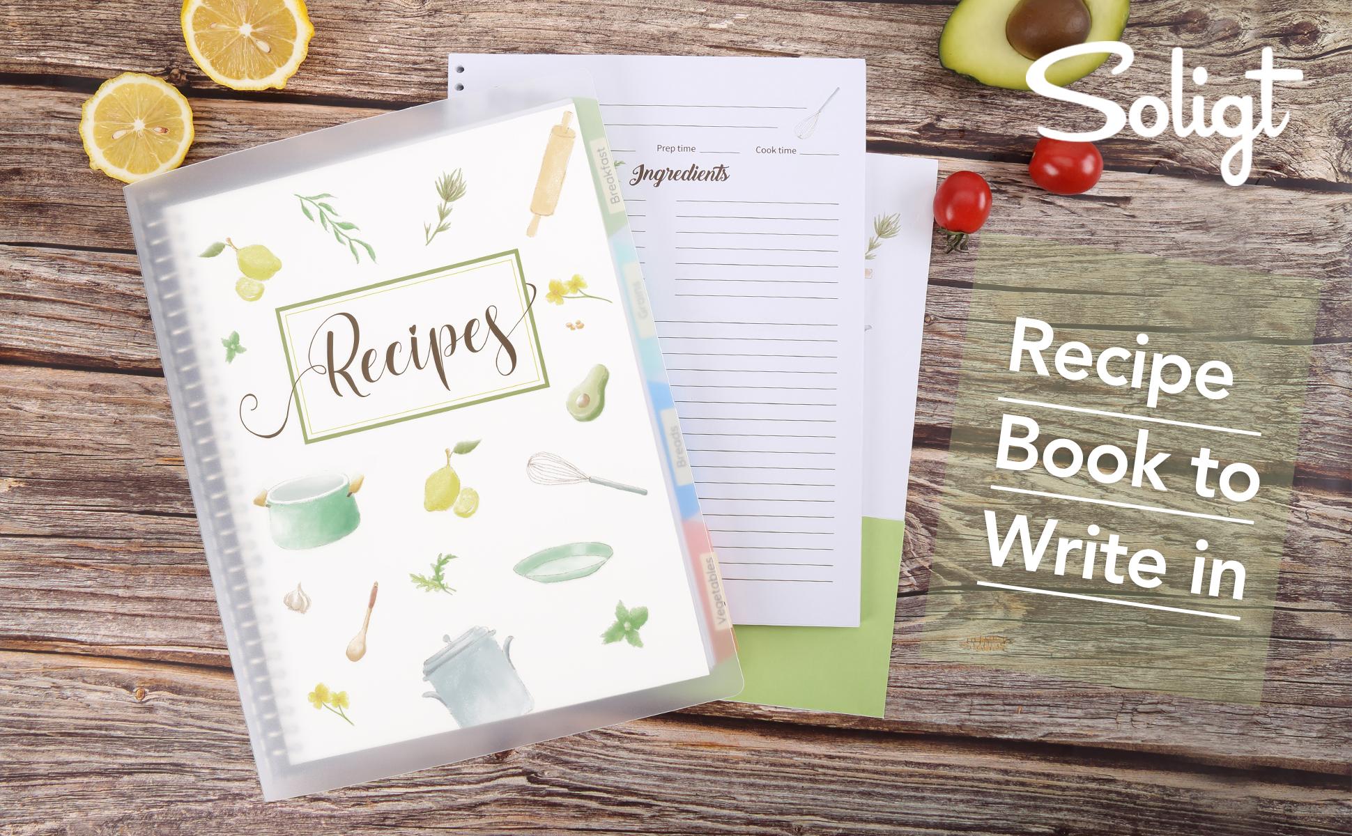Soligt Recipe Book Journal , 8.5" x 11" Personal Blank Recipe Notebook, Removable Hardcover Recipe Journal Book Binder with 8 Dividers and 24 Tabs, Hold up to 240 Recipes Cooking Kitchen Soligt Recipe Book Journal , 8.5" x 11" Personal Blank Recipe Notebook, Removable Hardcover Recipe Journal Book Binder with 8 Dividers and 24 Tabs, Hold up to 240 Recipes Cooking Kitchen