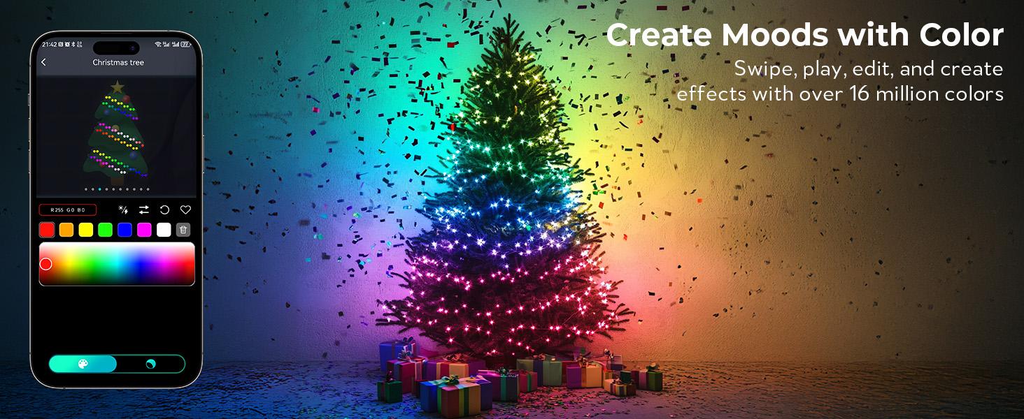 33FT 100 LED RGB Smart Fairy Lights - APP & Remote Control, USB Powered IP65 Waterproof, Multicolor for Christmas Indoor Outdoor Bedroom Deco 33FT 100 LED RGB Smart Fairy Lights - APP & Remote Control, USB Powered IP65 Waterproof, Multicolor for Christmas Indoor Outdoor Bedroom Deco