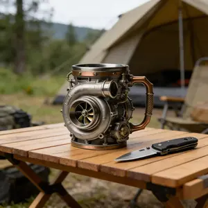 Turbocharger Shape Resin Drinking Cup, Elegant Coffee Mug with Handle for Hot Drinks, Desktop Decorative Drinkware